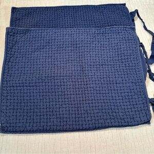 Pottery Barn Pick-Stitch Cotton Linen Set Of 2 Standard Shams Navy Blue